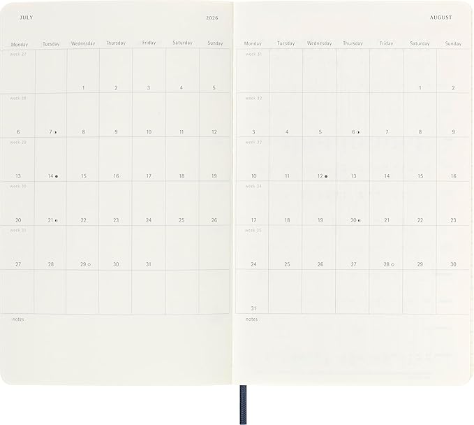 Moleskine Classic 18 Month 2025-2026 Weekly Planner, Soft Cover, Large (5" x 8.25"), Sapphire Blue, 208 pages