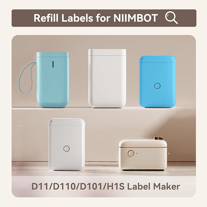 NIIMBOT D11 Label Maker Tape D110 Labels 3Rolls, Self-Adhesive Labeling Tape Replacement 0.55" X 1.18" (14 X 30mm) Thermal Label Refills for Home Office, 630 Labels/3Rolls, White