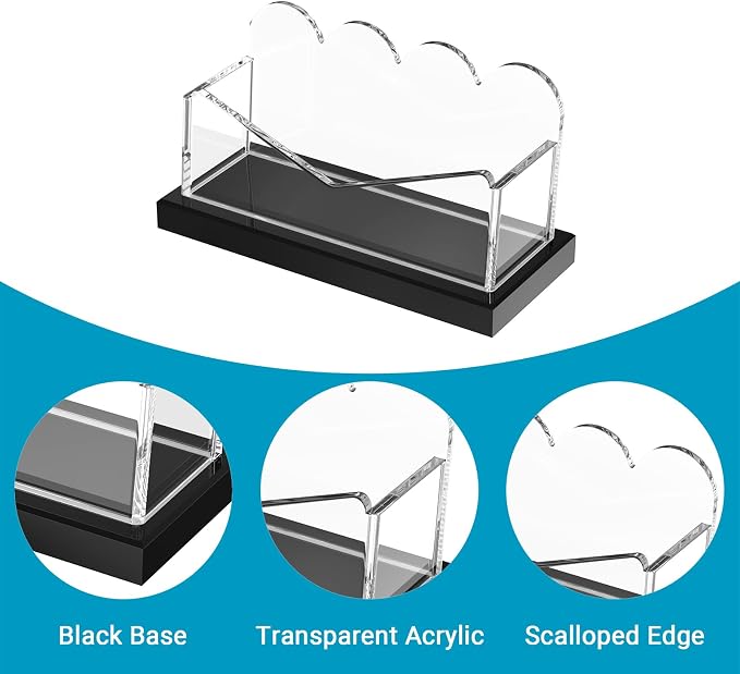 LUGUNU Acrylic Business Card Holder for Desk 2 Pack, Weighted Non-Slip Base Display Stand with 100-Card Capacity, Modern Professional Office Organizer for Home, Trade Shows, or Travel