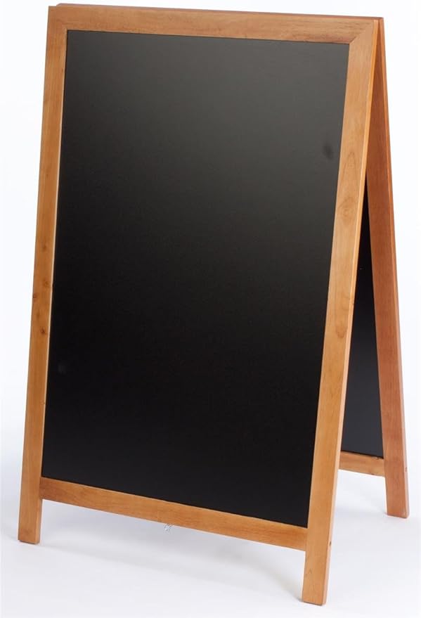 A-Frame Black Board, Double-Sided Menu Chalkboard with 24”w x 36”h Writing Space – Natural Wood Finish