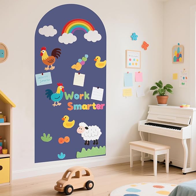 Magnetic Wall Decal for Kids Dusty Blue Magnetic Chalkboard for Wall 39.3x17.5 Inches Arch Wall Decal Sticker Sheets Peel and Stick Chalk Board Roll with Chalks for Playroom Classroom