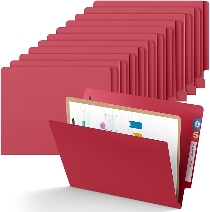 Skyygemm 24 Pack Large Classification Folders, 1 Divider Pressboard File Folder with Fasteners, Expanding File Organizer Bulk for School Teachers, Office Employee, Coworker, Staff(Red)