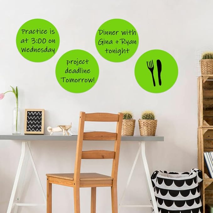 24 Pack Dry Erase Circle Dots, Whiteboard Desktop Writing Spots for Classroom Tables, Removable Vinyl Stickers Wall Decals for School Teachers, Green