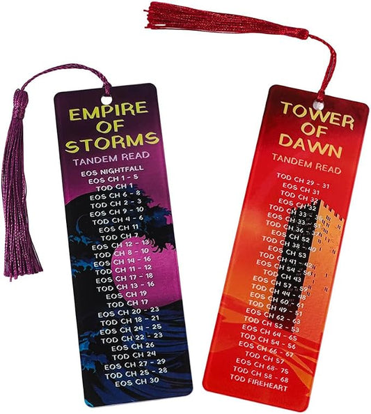 2PCS Throne Themes Acrylic Bookmark with Tassel Fantasy Bookmark for Female Readers Novel Lovers Unique Gift for Book Fans (2pcs Acotar B)
