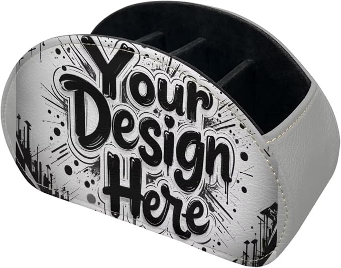 Customized Picture Text TV Remote Holder with 5 Compartments, Office Desk Organizers Vanity Organizers/Nightstand Accessory,Storage for Jewelry/Cosmetic Brushs/Pens