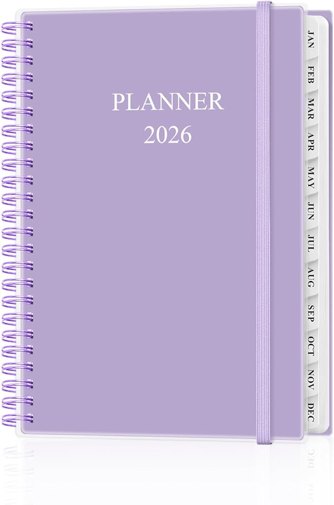 Planner 2026 - Weekly & Monthly Planner from January 2026 to December 2026, Agenda 2026 with Inner Pocket, Elastic Band, 6.4" x 8.5", Purple