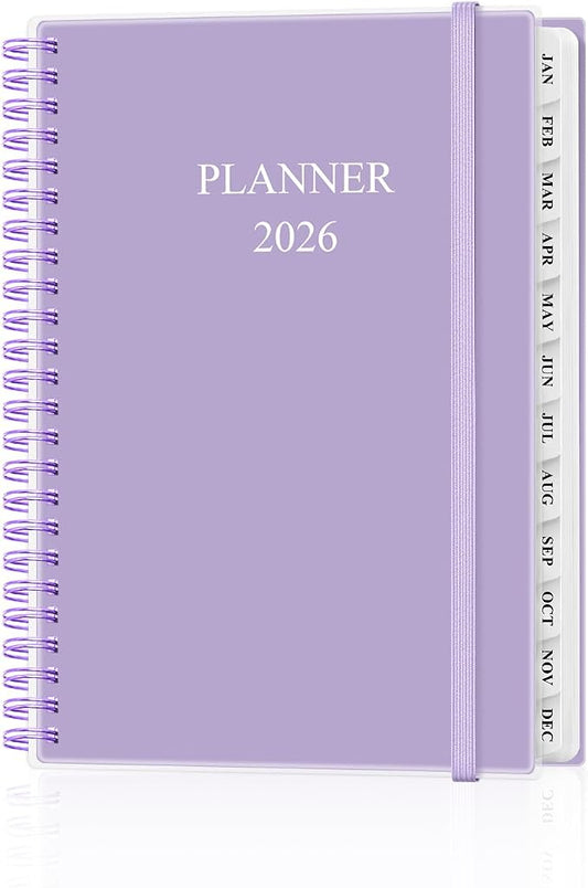 Planner 2026 - Weekly & Monthly Planner from January 2026 to December 2026, Agenda 2026 with Inner Pocket, Elastic Band, 6.4" x 8.5", Purple