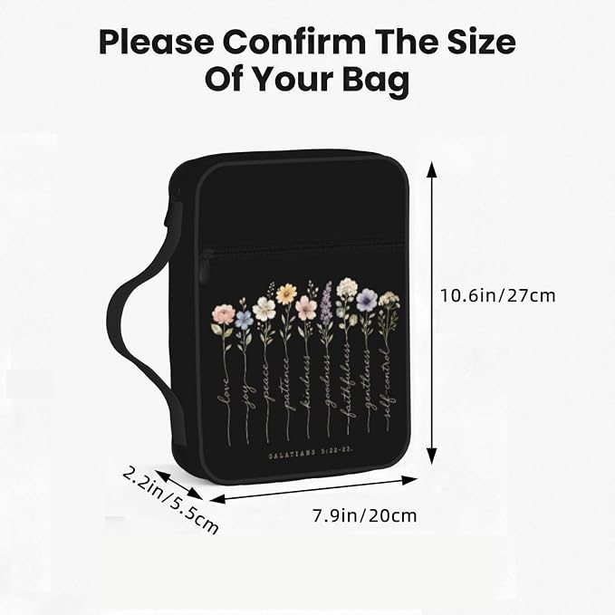 Flower Scripture Christian Religion Bible Cover Case Carrying Book Protector Case Bible Study Supplies Accessories Holder Case Christian Gift for Women Men