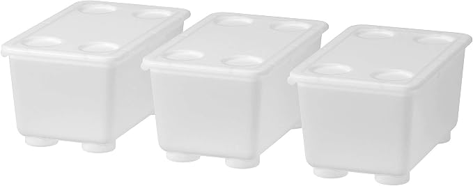 Ikea GLIS Storage Box With Lid, to keep pens, pencils and small accessories, Transparent(17x10 cm)Pack Of 3, Acacia