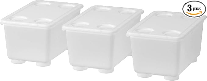 Ikea GLIS Storage Box With Lid, to keep pens, pencils and small accessories, Transparent(17x10 cm)Pack Of 3, Acacia