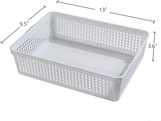 Aebeky A4 Size Plastic Paper Storage Trays,Desktop File Organizer Baskets,6-Packs (White)
