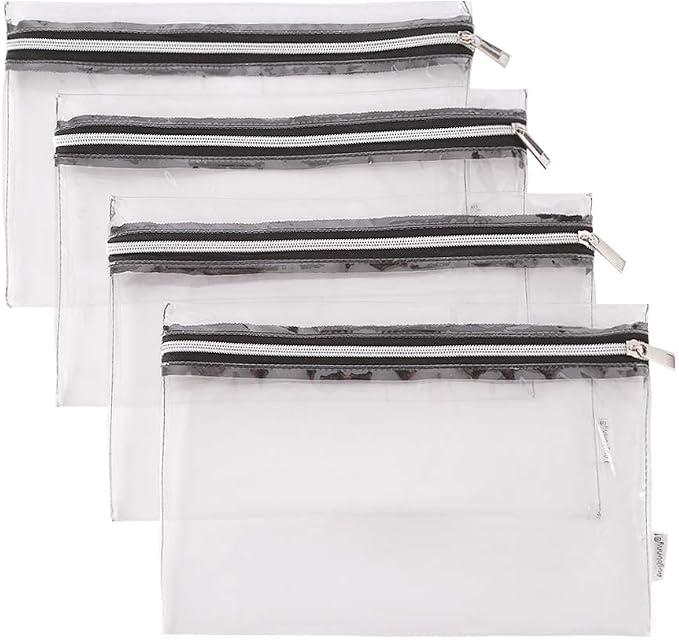 Clear Vinyl Zipper Multi-purpose Waterproof Office Home Supply Organizers toiletry Pouch Tool Bag 4-pack