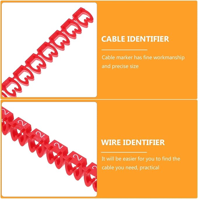 Labels Cable Labels 150 Pcs Electrical Sticker Wire Number Label Multicolor Cable Markers Labeler Electric 0- Tie Clip-on Self- Adhesive Electric(0.72x0.60x0.30cm)