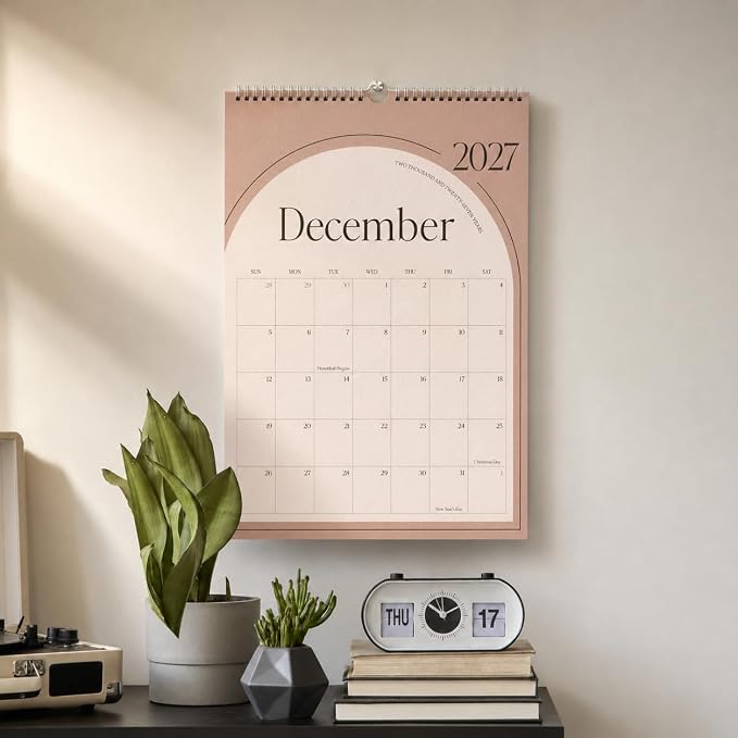 Aesthetic Wall Calendar 2026, 18 Monthly Vertical Calendar July 2026 to December 2027, 15" x 10" Modern Wall Hanging Calendar for School, Home, Office for Monthly Organizing & Planning (Green Vertical )