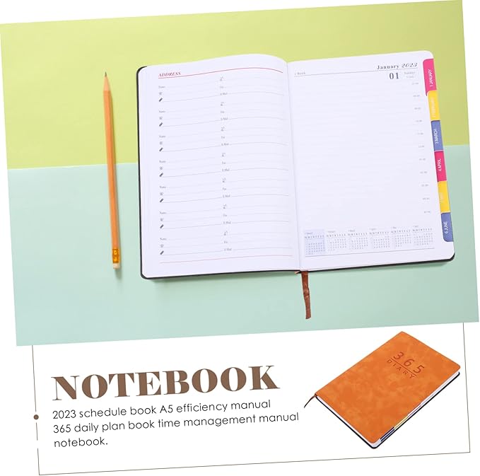 DOITOOL 2023 Calendar Notepad Daily Planner Notebook Flexible Cover Portable Schedule Book for Home and Office Use
