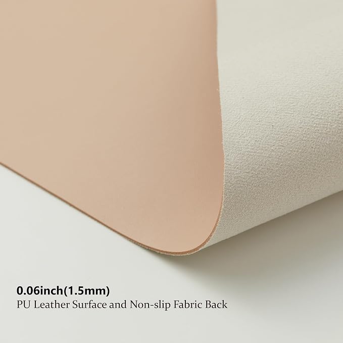 Large Desk Mat - 47.2"x 17" Non-Slip PU Desk Pad for Office and Home - Ideal for Large Mouse Pad and Desk Mats on Top of Desks(Apricot)