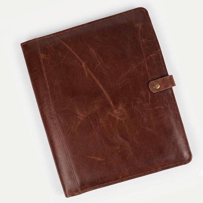 PIDAVLIYA'S Leather Portfolio, Leather Binder with Pen, Leather Portfolio for Men and Women, Leather Padfolio, Leather Folder, Portfolio Binder, Business Portfolio Men and Women (Shine Brown)