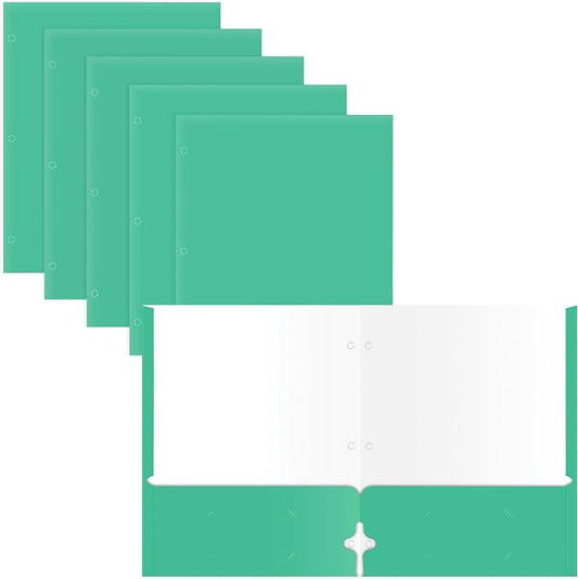 2 Pocket Portfolio Folders, 25 Pack, Trendy Cool Colors, Fits Letter Size Paper, for School, Office, Home, Matte Finish (Mint Green)