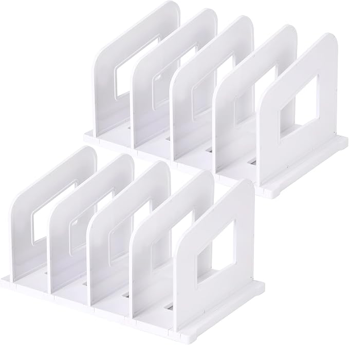 LALOBLUE File Organizer, Acrylic Folder Organizer File Sorter, Plastic Vertical Dividers for Magazine Mail Letter Paper, Desktop Organizers for Office, Classroom & Home(4 Sections, 2 Pack), White