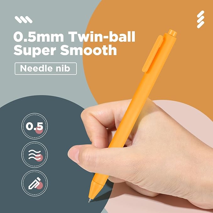 Cholemy 24 Pack Retractable Pens Bulk Pastel Gel Ink Pens 0.5mm Fine Point Tip Black Ink with Grip Smooth Writing for Journaling Note Taking School Supplies(Vintage Color)