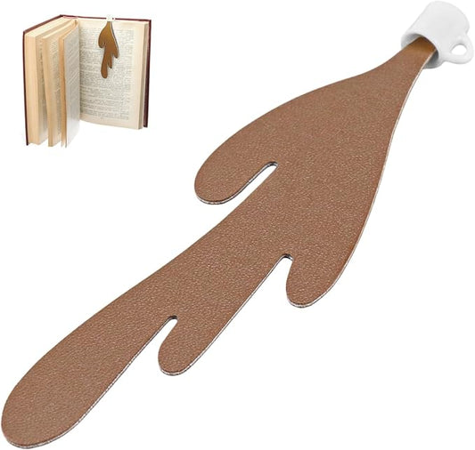 Coffee Bookmark, Spilled Coffee Bookmark Coffee Cup Craft Faux Leather for Book and Coffee Lovers, Bookworm Women Men