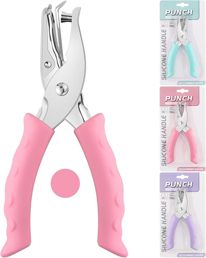 NEBURORA Green Mini Effortless Desktop Staplers with 400 Standard Staples Bundle Pink Single Hole Puncher Metal with Soft-Handled