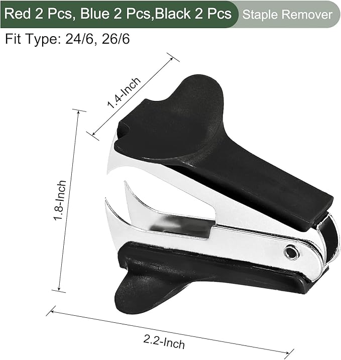 YOKIVE 6 Pcs Staple Remover, Mini Puller Steel Jaw | Staples Removal Great for Office Home Desktop (Red, Black, Blue)