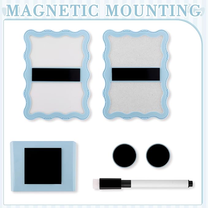Jingmore Scalloped Magnetic Locker Accessories Kit Blue Back to School Essentials 6 Pieces Includes Whiteboard Mirror and Organizing Supplies Cute Locker Organizer Decoration for School