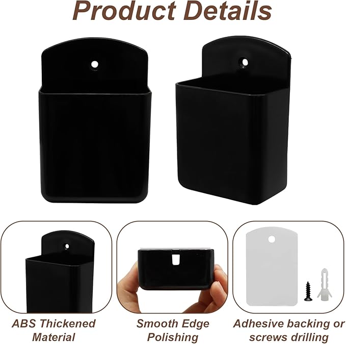 4pcs Remote Control Holder Wall Mount, Self Adhesive Pen Holder Storage Accessories for Home Office School/Home Users Office Workers （Black）