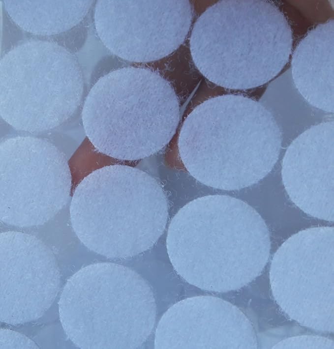 1000pcs Loop Side Adhesive Tapes Sticky Back Dots, 3/4" Diameter, White