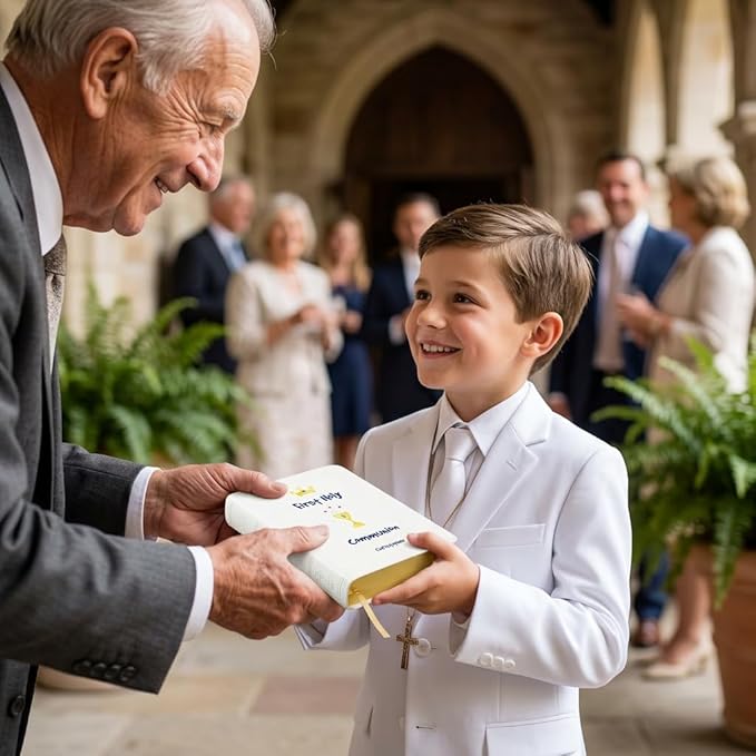 Personalized First Communion Bible with Name Engraved for Boys, White - NABRE Translation, Custom Holy Bible for Study & Communion, Religious Christian Catholic Keepsake Gift