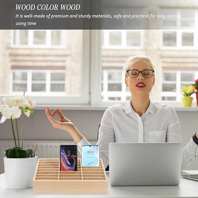 Veemoon Box Classroom Holders Cell Mobile Meeting Phone Office Wooden Multi- Shelf Grids Home Room Supplies Cells Storage Management Teachers Temporary Desktop Holder Organizers