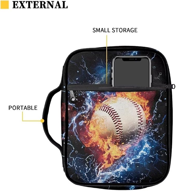Coldinair Burning Baseball Bible Case for Boys Bible Covers Bible Cover for Men,Bible Bag Bible Covers for Girls,Bible Carrying Case for Women,Bible Holder Case Kids Bible Cover,Bible Carrier Bag