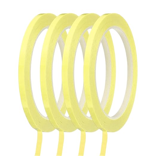 MECCANIXITY Whiteboard Tape 3/16" / 5mm Self Adhesive Graphic Chart Line Tape 72 Yard Grid Marking Stickers for Pinstripe Dry Erase Board Scrapbooking DIY Art Crafts, Light Yellow, Pack of 4