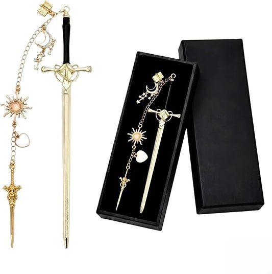 Fantasy Sword Bookmark Gifts - Charm Sun Metal Book Mark Funny Tarot Aesthetic Page Marker for Reading Lover Women Men Kids Students Teachers Reader Bookish Birthday School Office Supplies
