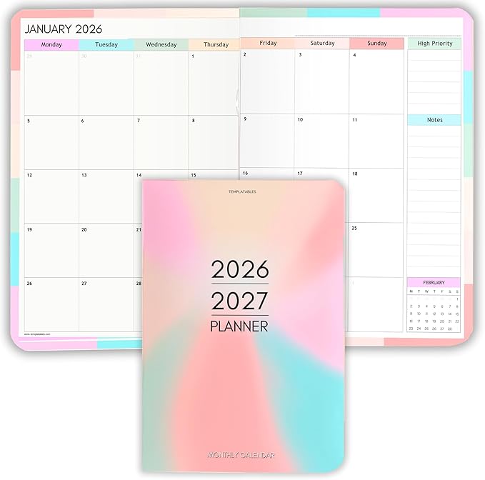 2026-2027 Pocket Planner | Small A6 Size - Fits in Your Bag | Two-Year Calendar | Premium 120gsm Paper | Portable & Durable Design (Colorful)