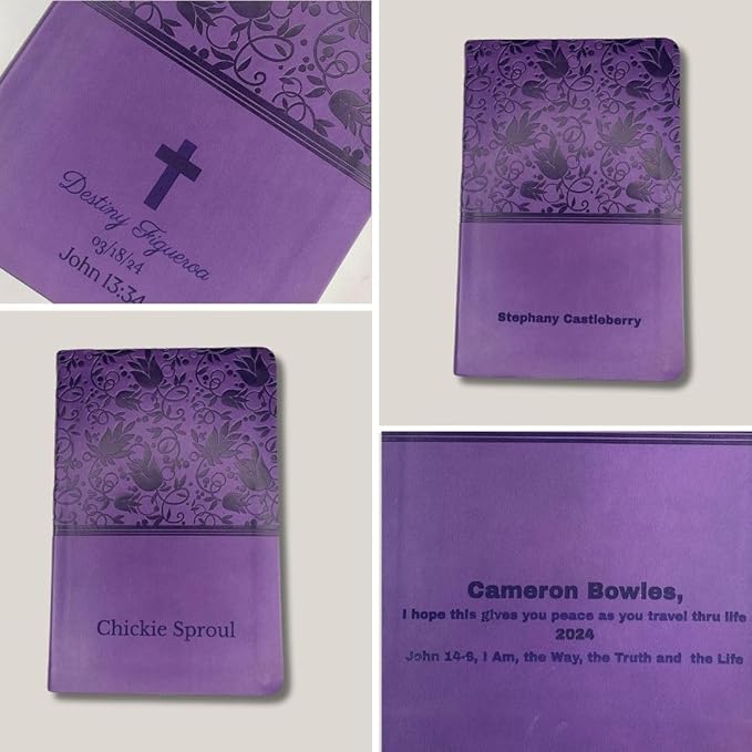 Personalized KJV Reference Holy Bible Purple Faux Leather Large Print Size with Index Tabs | Custom with Name, Date or Text | Gift for Christian & Religious Celebrations
