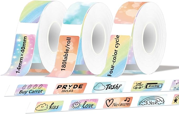 3 Rolls Compatible with D30/P11/HP1 Label Tapes, 14 x 40 mm, Prints barcodes, Names, Prices, Ideal for Home, School, and Office use (180 Labels/roll)