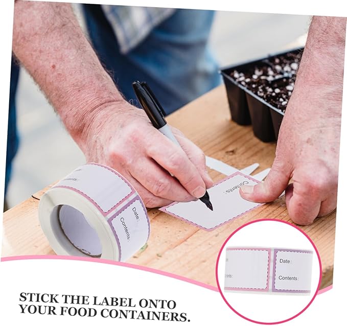 2 Rolls of Food Date Labels Stickers Removable for Freezer Storage Self-Adhesive for Jars Bottles Easy Peel Stick