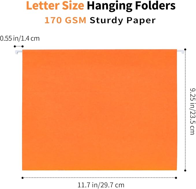 20 Pack * 3 Sections Hanging File Folders with 2 Dividers, 60 Pcs 1/5-Cut Adjustbal Tabs Included, Goefun Letter Size File Cabinet Organizer, 5 Color Assorted (No Built-in Tab on Divider)