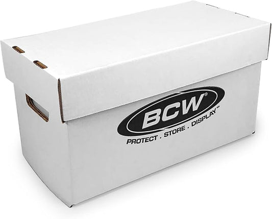 BCW Durable 45 RPM Vinyl Record Storage Box - 1 Pack | Stackable, Heavy-Duty Cardboard | White Corrugated Cardboard, Ideal for DJs, Show Vendors, Record Collectors | Holds 150+ 7-Inch Singles