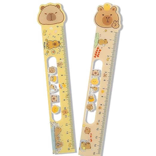 15CM Cute Capybara Straighter Ruler, 2Pcs Plastic Clear Capybara Straighter Ruler, Plastic Measuring Tool Kawaii Portable Stationery School Supplies Stationery Transparent