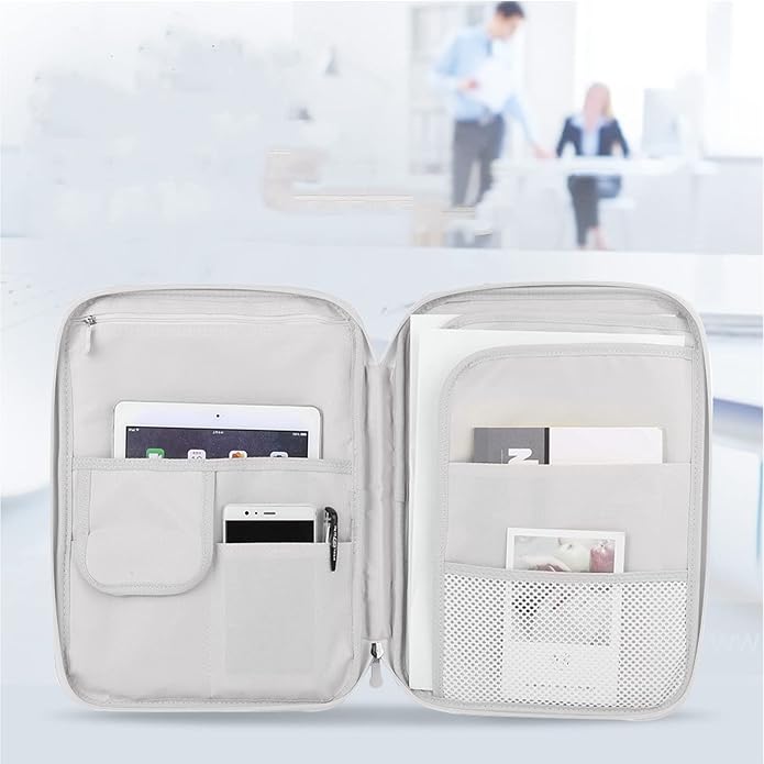 A4 Document Bag File Folder, Multifunctional A4 Document Bags Portfolio Organizer Waterproof Travel Pouch Zippered Case