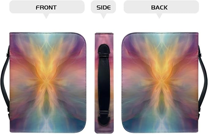 Leather Bible Covers for Women,PU Bible Bag with Bookmark Bible Case Carrying Bag Fits Book Accessory,Colorful Art Lines,X-Large