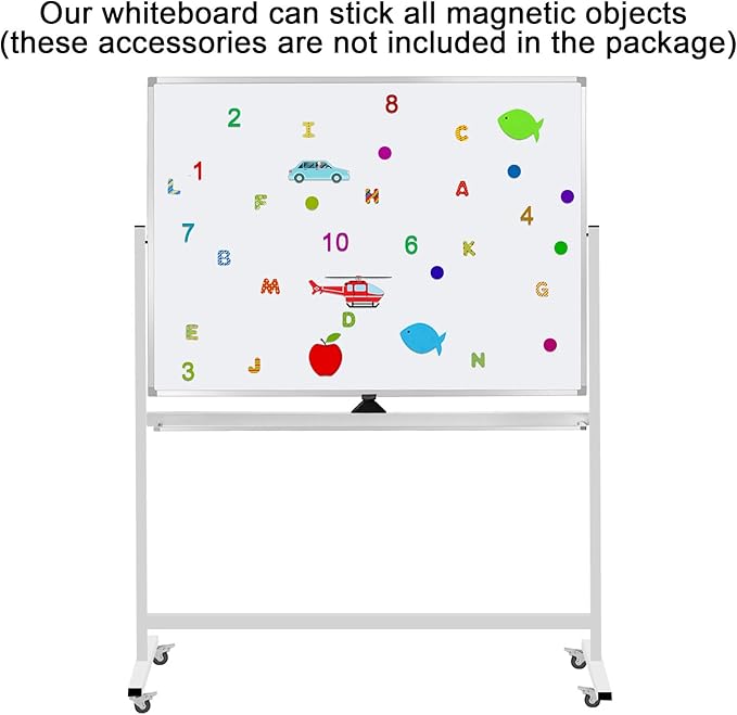 Mobile Whiteboard on Wheels, 48"x36" Double-Sided Magnetic Dry Erase Board - Flipchart Easel for Office, Classroom & Home, Rolling Stand with Easy Flip Feature