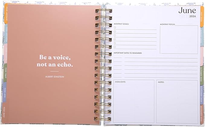 WORLD TRAVELER 2026 Planner Weekly and Monthly - 7'' x 8.75'' Hard Cover January December Spiral Daily Planner 2026 To Do List, Size 7X8.75, Blue/Black Print