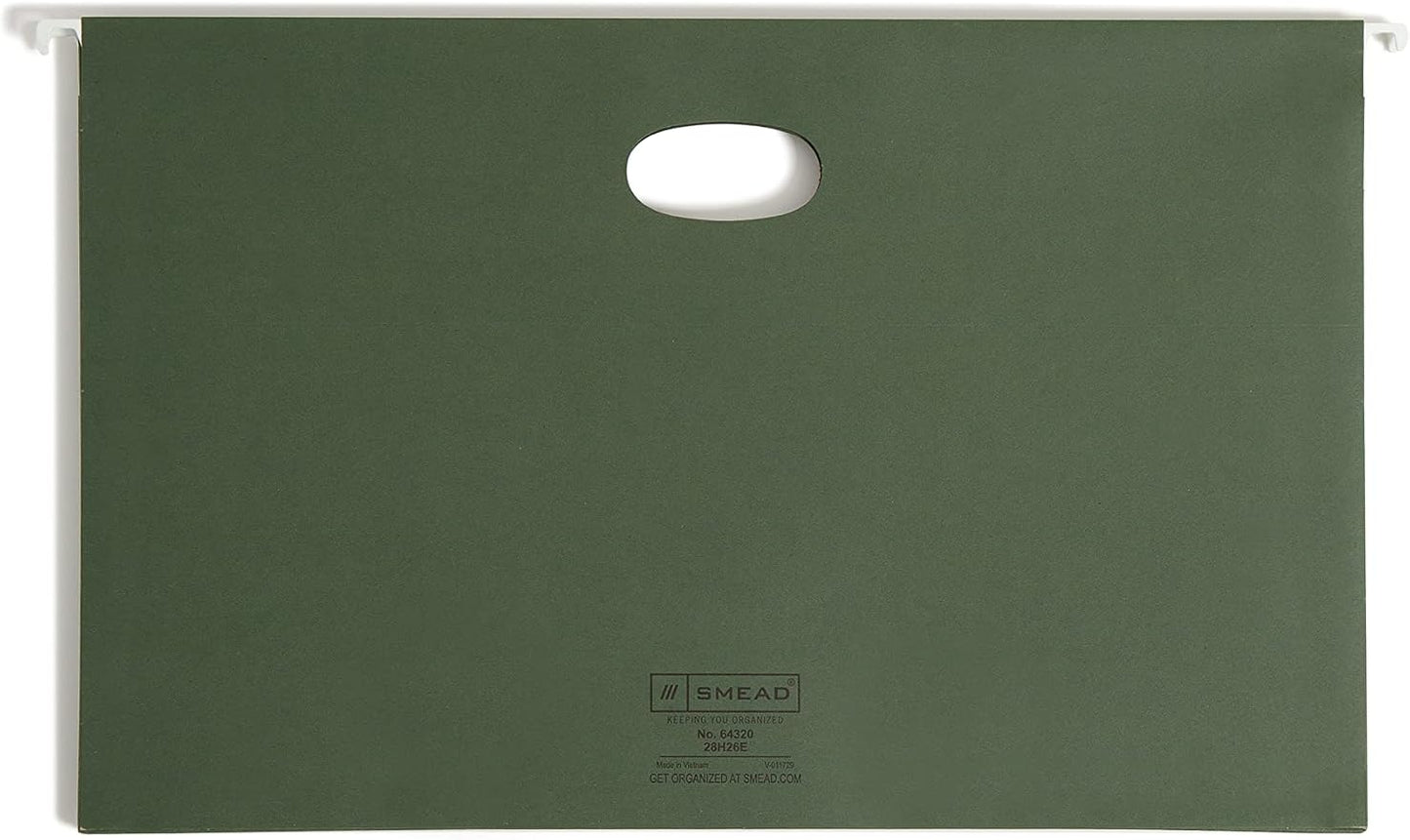 Smead Hanging File Pocket with Full-Height Gusset, 3-1/2" Expansion, Legal Size, Standard Green, 10 Per Box