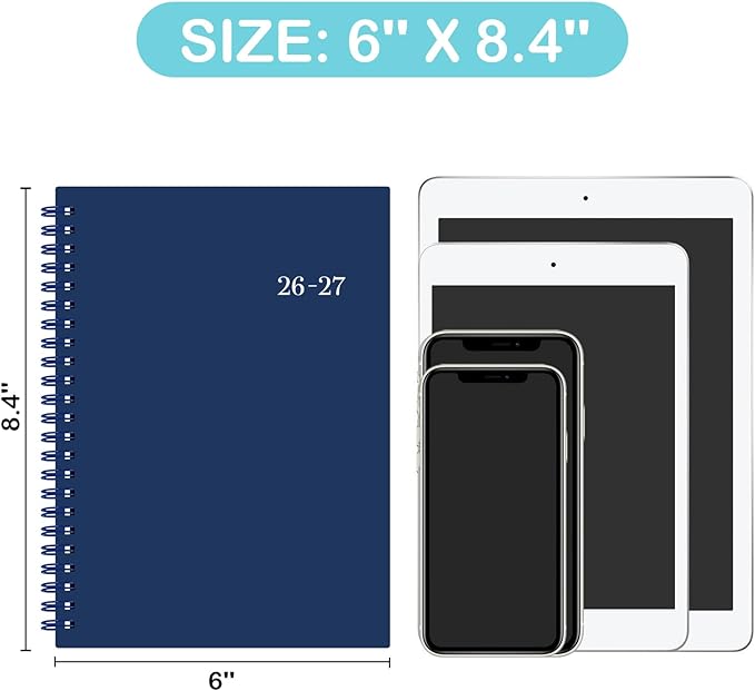 2026-2027 Planner - Planner 2026-2027, July 2026 - June 2027, 6" x 8.4", 26-27 Planners Weekly and Monthly Flexible Cover, A5 Thick Paper, Twin-Wire Binding, Blue