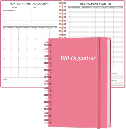 Bill Organizer - Monthly Bill Payment for Personal Budgeting Financial, Payments Checklist Organizer, 5.8" x 8.5", Pink