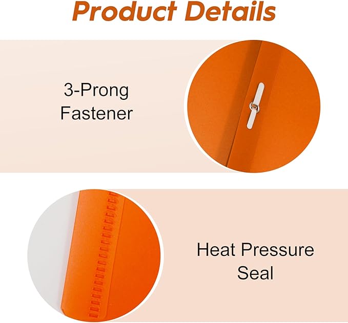72-Pack Plastic Folders with Pockets and Prongs,2-Pocket Folders with 3 Fasteners, Holds 8-1/2" x 11" Paper for School/Office/Home, Orange